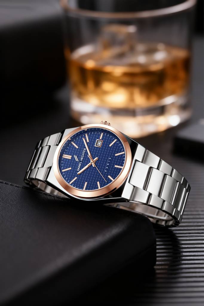 Daniel Hechter Paris Hoche Collection Formal Analog Watch For Men – Round Dial And Silver Stainless Steel Strap W : DHM1026-11