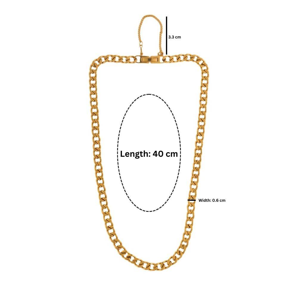 18K Gold Plated Waterproof Antitarnish Titanium Steel Cuban Chain Bracelet And Necklace Set : AFT0924NS046GC