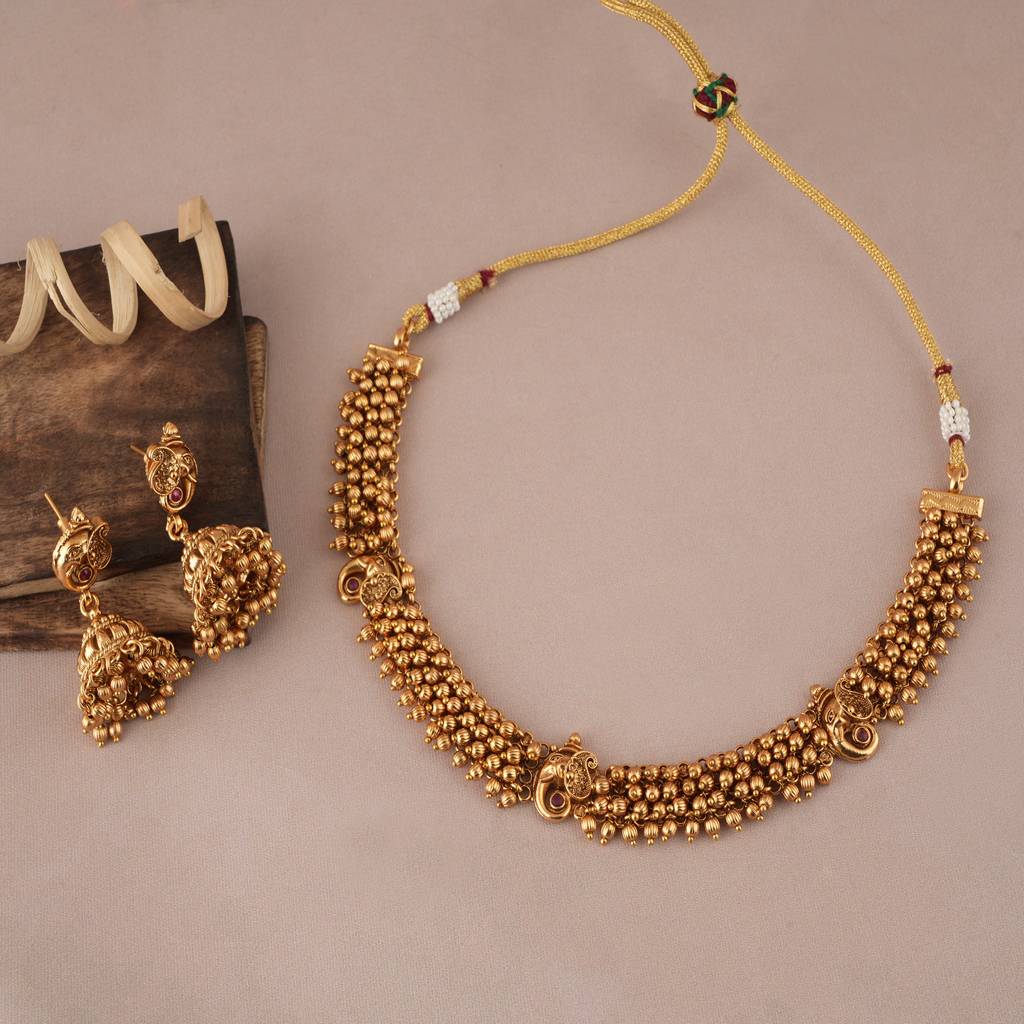 Cute Antique Gold Plated Ganesh Choker Set For Womenâ : SJ011