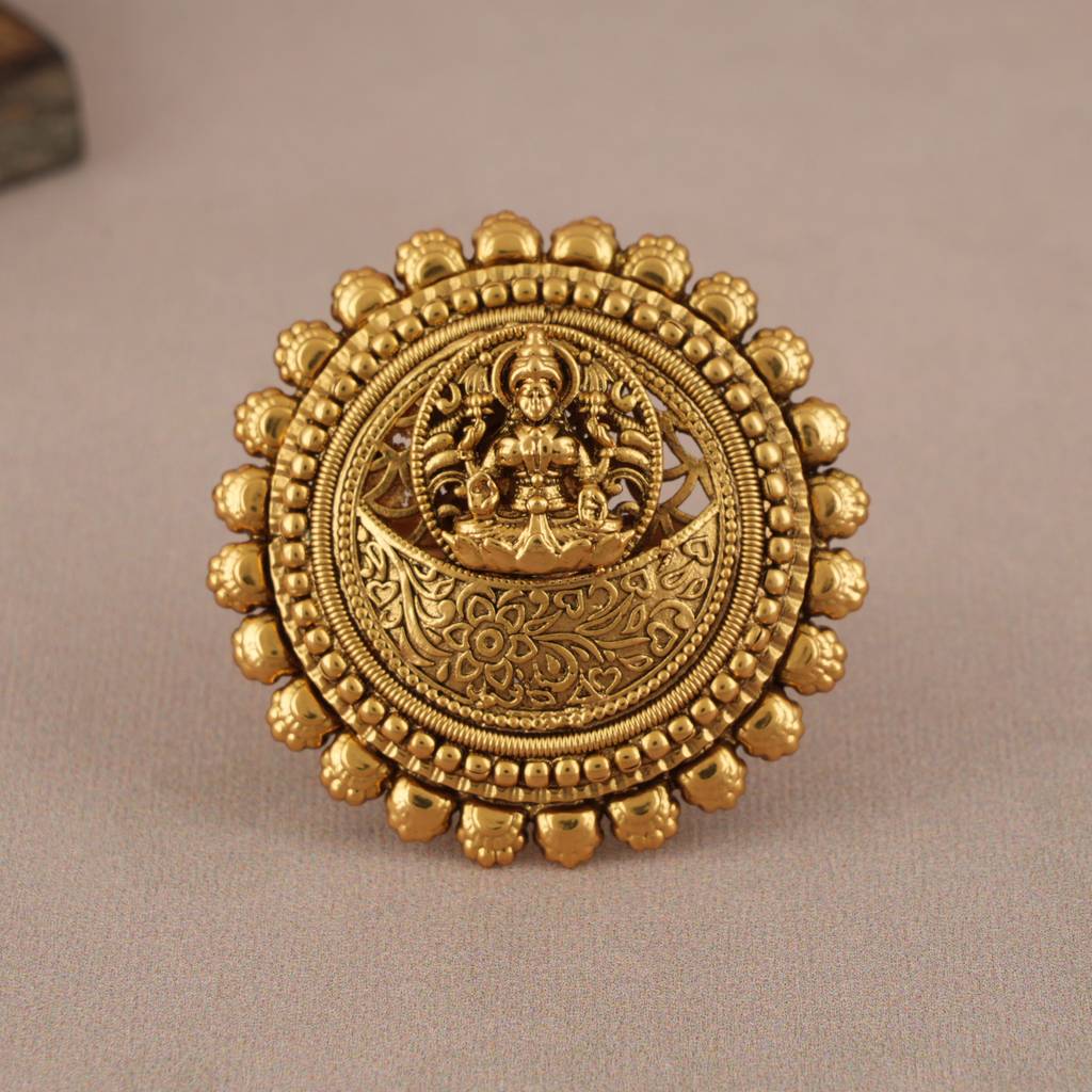Stunning Lakshmi Gold Plated Adjustable Finger Ring : SJ050