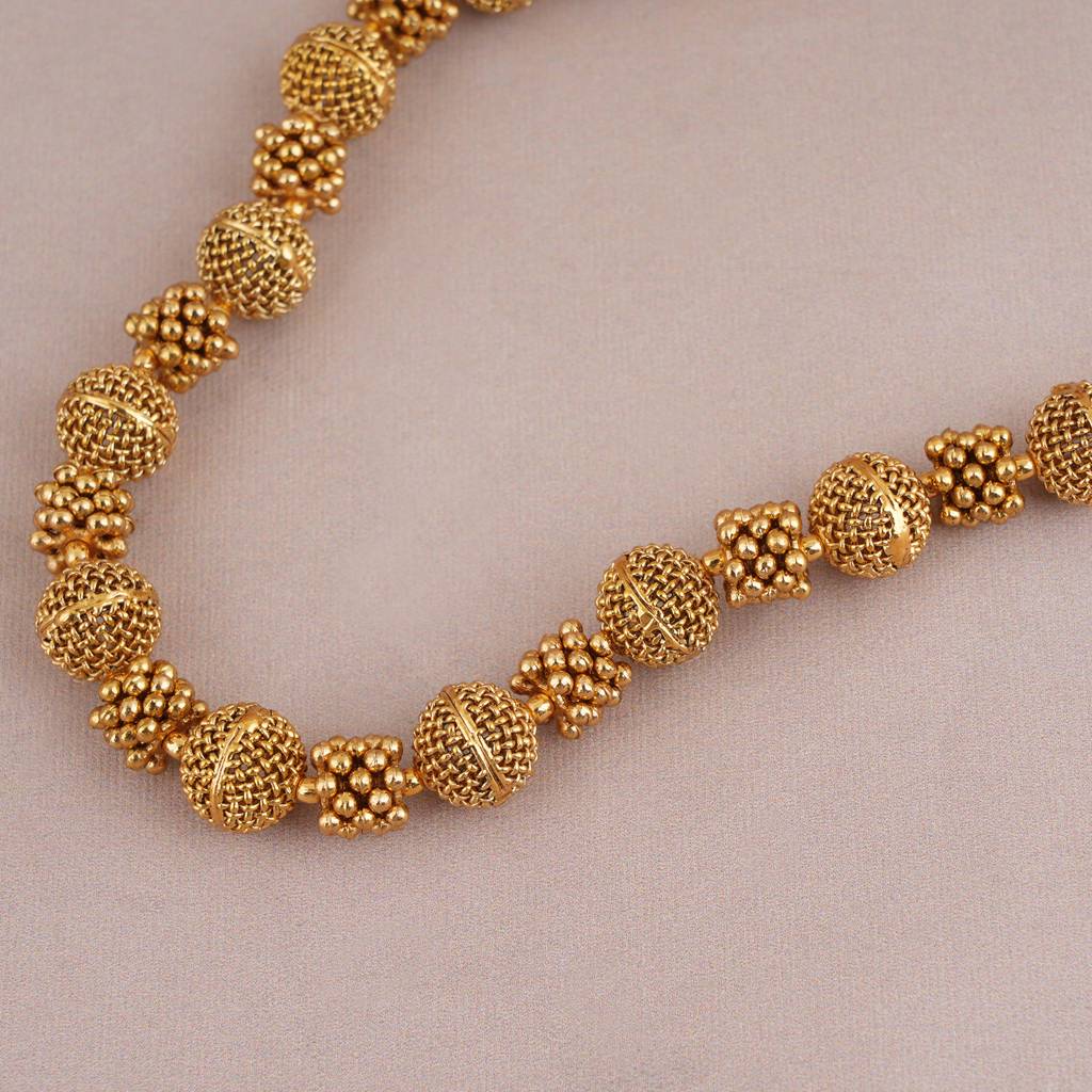 Gold Plated Plain Ball Mala Set With Jhumka Earring : SJ055