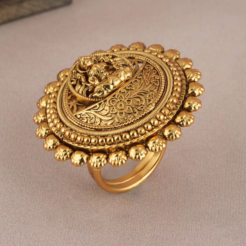Stunning Lakshmi Gold Plated Adjustable Finger Ring : SJ050