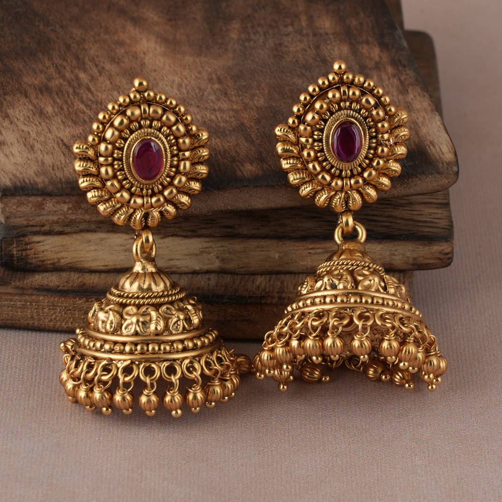 Amazing Ruby Stone Antique Gold Plated Choker Set For Women : SJ010