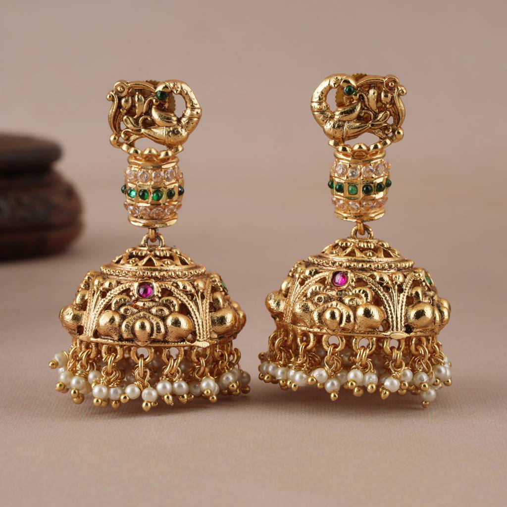 Long Krishna Gold Plated Stone Necklace Set For Women I Temple Jewelleryâ : SJ020