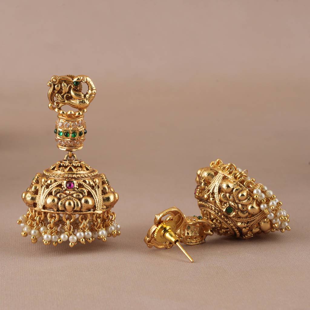 Long Krishna Gold Plated Stone Necklace Set For Women I Temple Jewelleryâ : SJ020