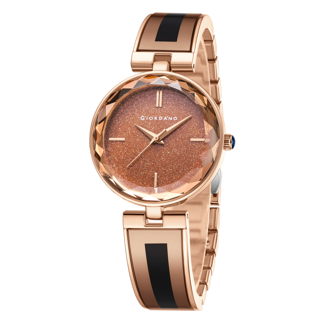 Giordano Luxurious Analog Watch For Women With Elegant Diamond Cut Glass And Stainless Steel Strap - Gz-60082 : GZ-60082-22