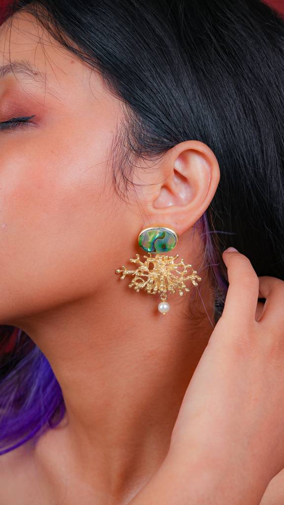 Abalone Snow Flake Earrings : GRE22
