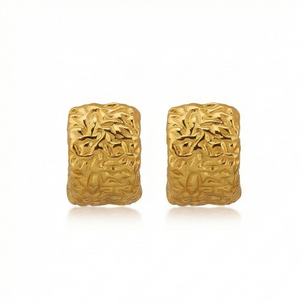 925 Sterling Silver Textured Huggie Hoop Earrings Gold Plated Contemporary Jewellery : AG06999033