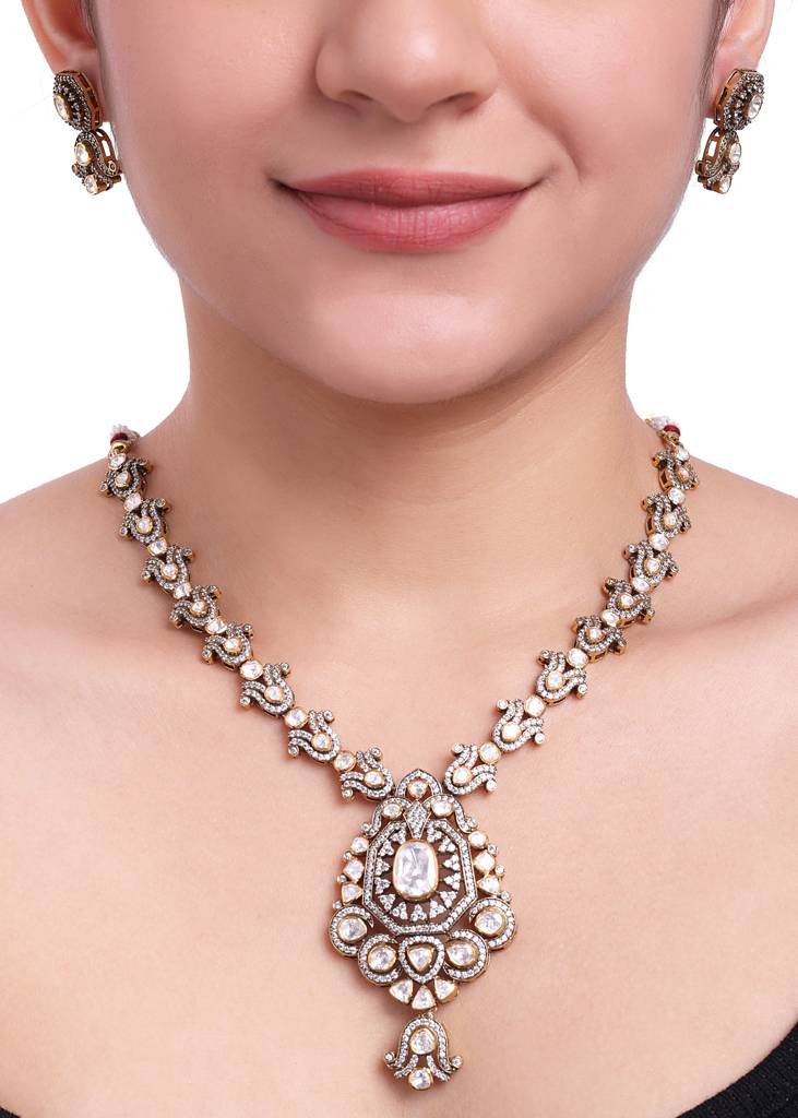 Moissanite Polki Necklace Set 8 : PJ124
