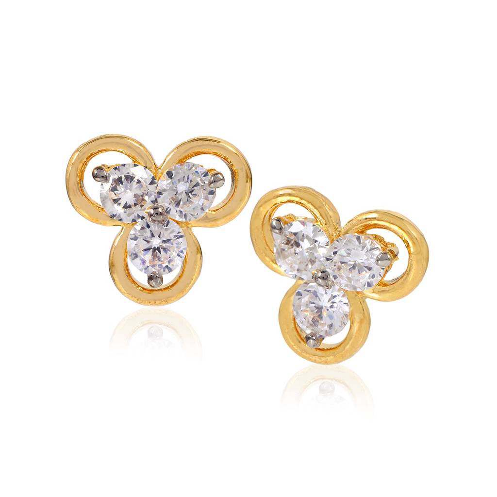 Estele Gold Plated Cz Floral Designer Stud Earrings For Women : AD-008702ER