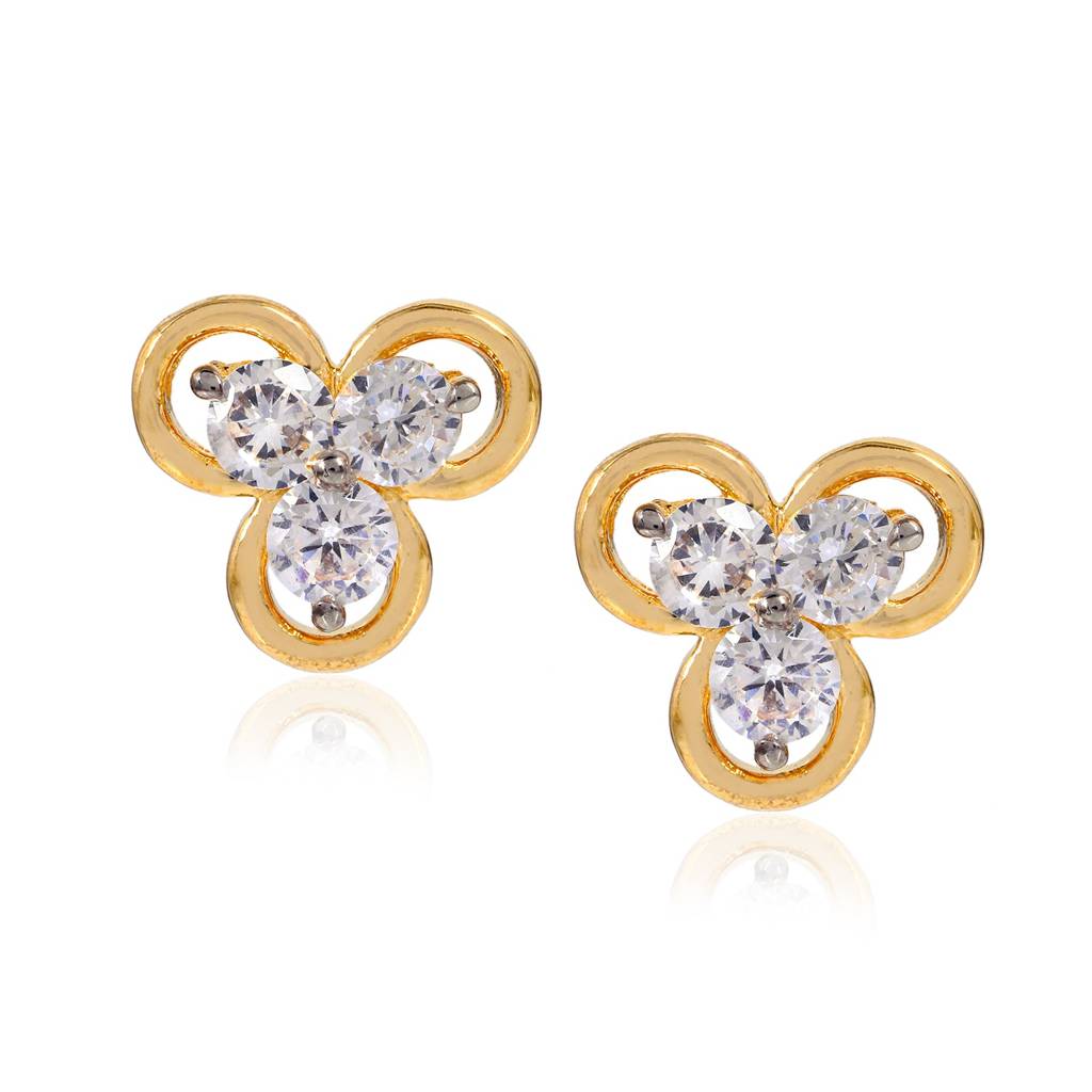 Estele Gold Plated Cz Floral Designer Stud Earrings For Women : AD-008702ER