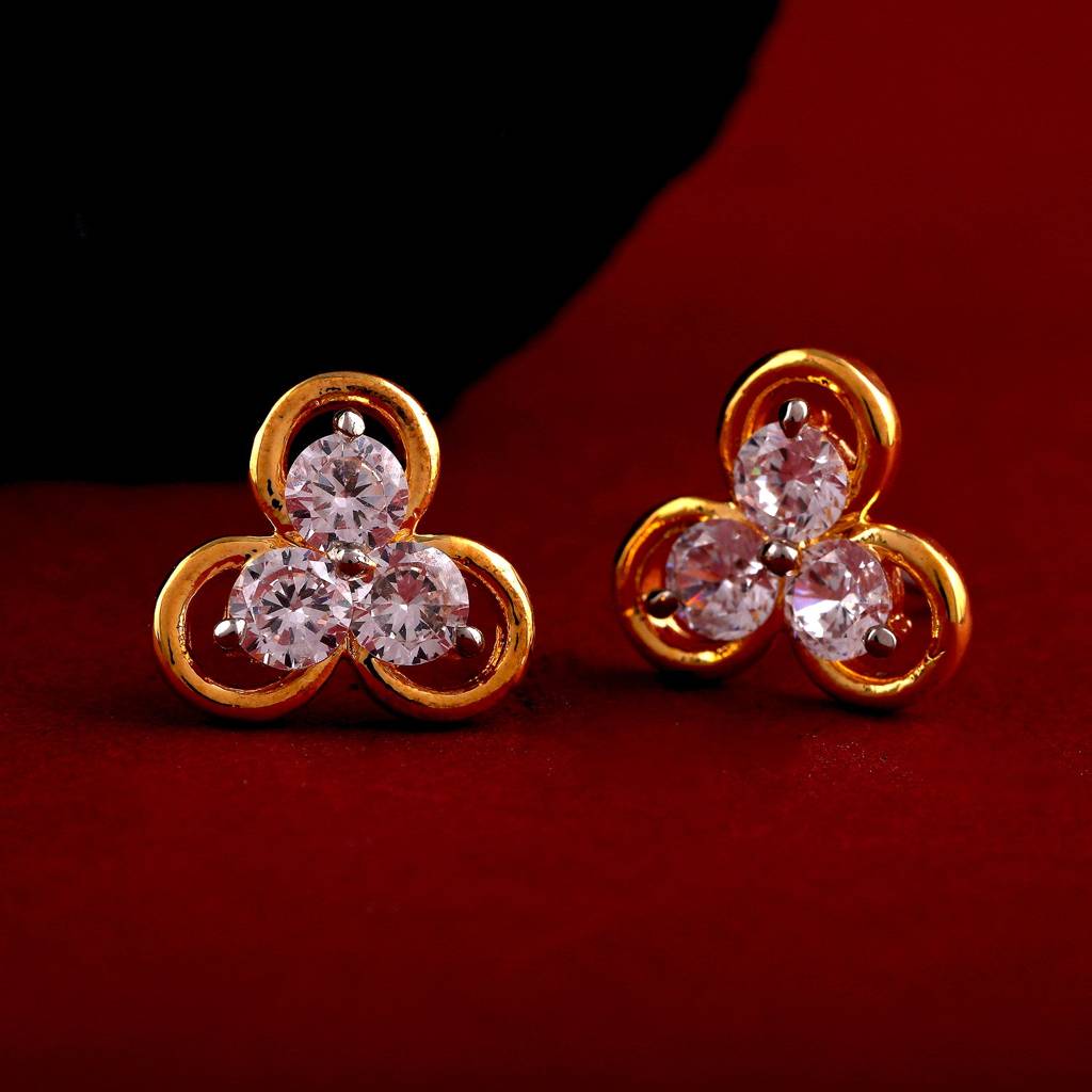 Estele Gold Plated Cz Floral Designer Stud Earrings For Women : AD-008702ER