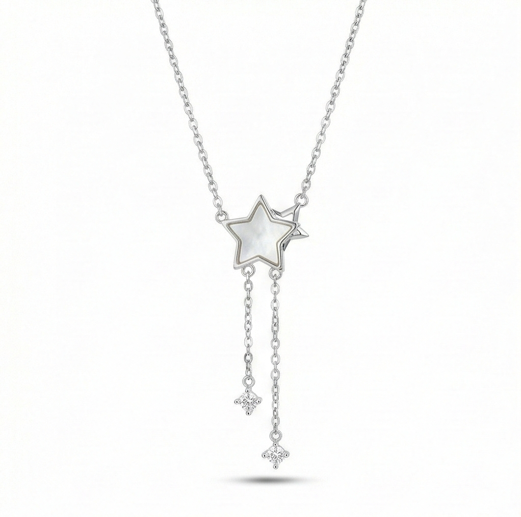 925 Sterling Silver Star Drop Lariat Necklace Jewellery For Women & Girls : AG06614110