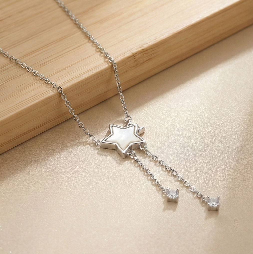 925 Sterling Silver Star Drop Lariat Necklace Jewellery For Women & Girls : AG06614110