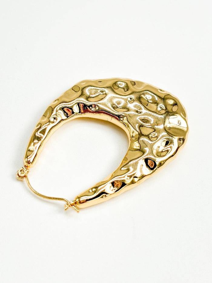 Beaten Gold Vintage Hoop Earrings : E0005
