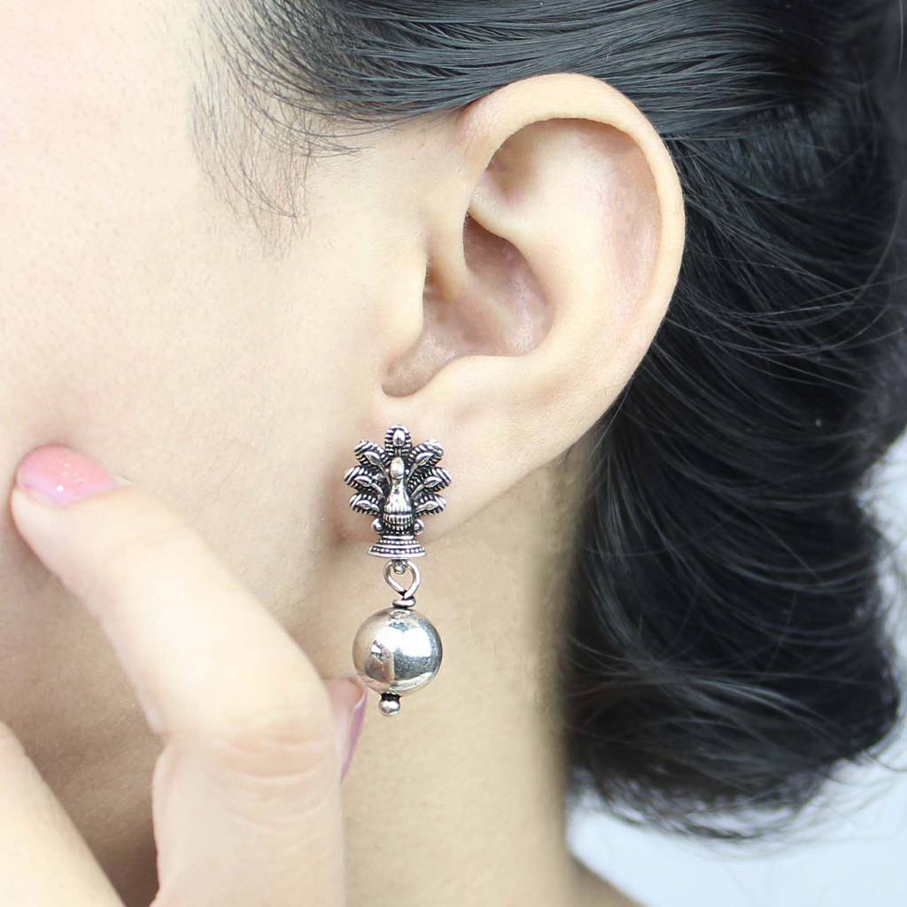 925 Pure Antique Silver Traditional Small Floral Studs | : TWP1063