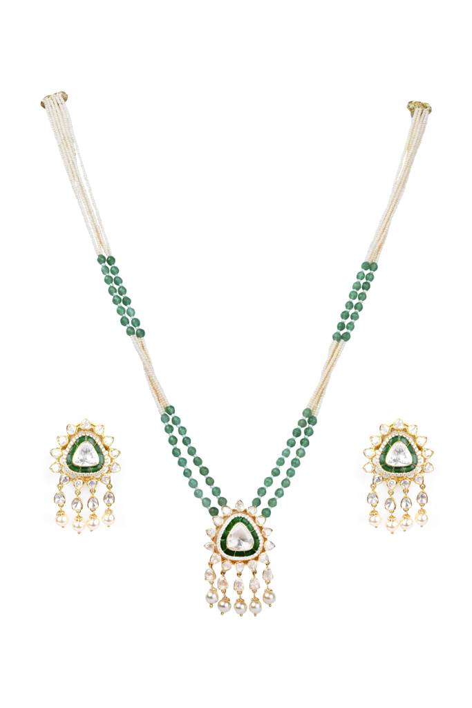 Moissanite Polki Necklace Set 14 : PJ139