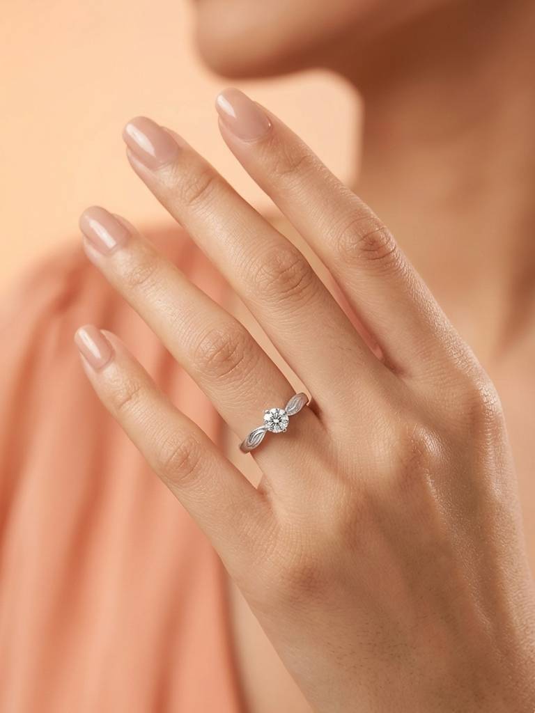 925 Pure Silver Nova Solitaire Rhodium Plated Zircon Ring : LR1332