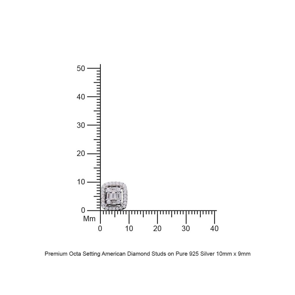 Premium Octa Setting American Diamond Studs On Pure 925 Silver : TE2195