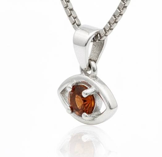 Pure 925 Silver Evil Eye Garnet Pendant For Men & Women : SP-06
