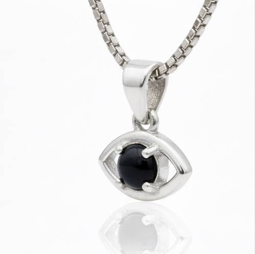 Pure 925 Silver Evil Eye Black Obsidian Pendant For Men & Women : SP-04