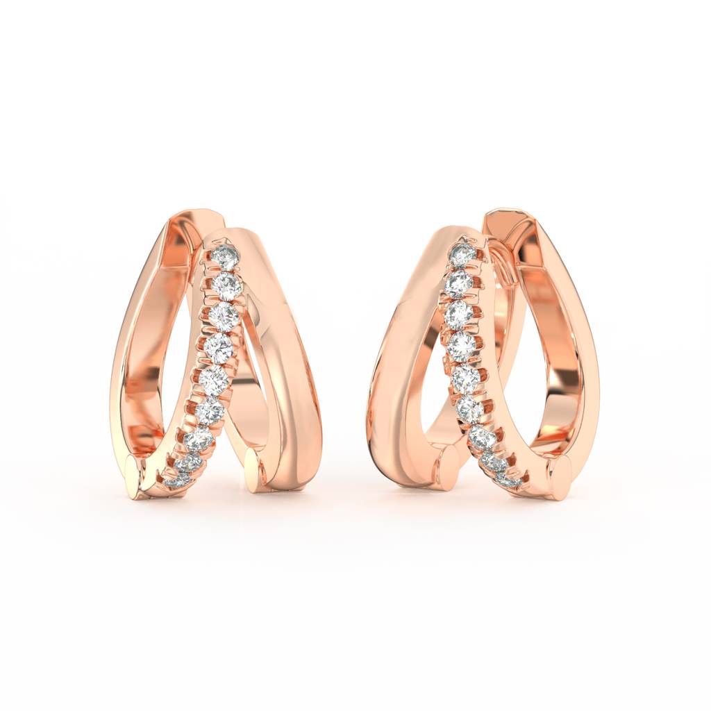 Round Cut Moissanite Hoop Earrings 14K Gold Plated : FJ_078