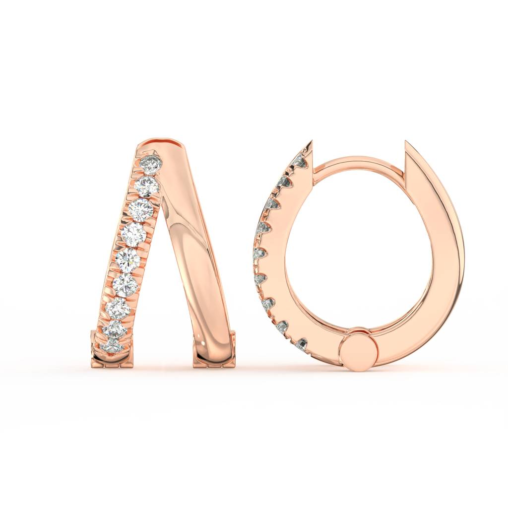Round Cut Moissanite Hoop Earrings 14K Gold Plated : FJ_078