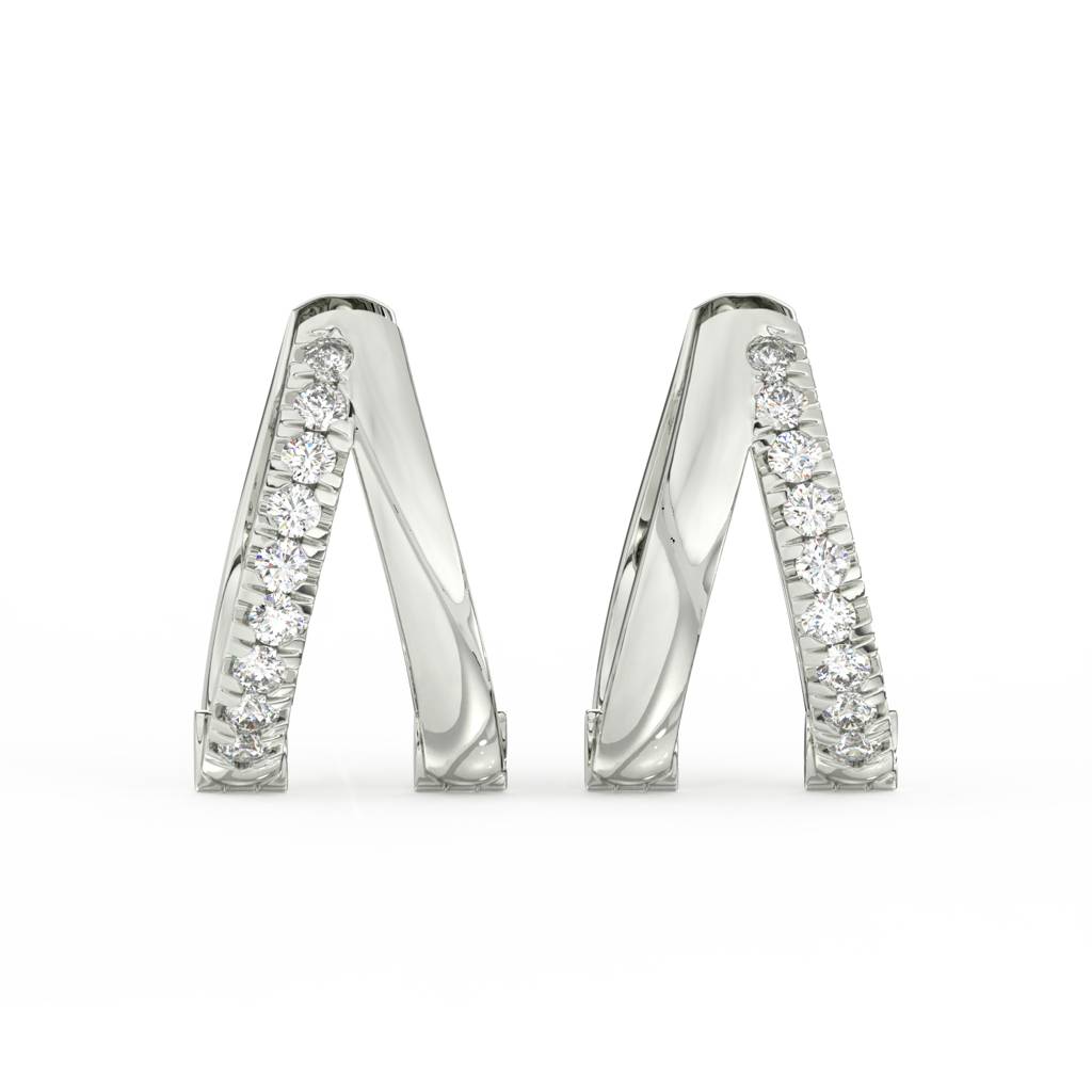 Round Cut Moissanite Hoop Earrings 14K Gold Plated : FJ_078