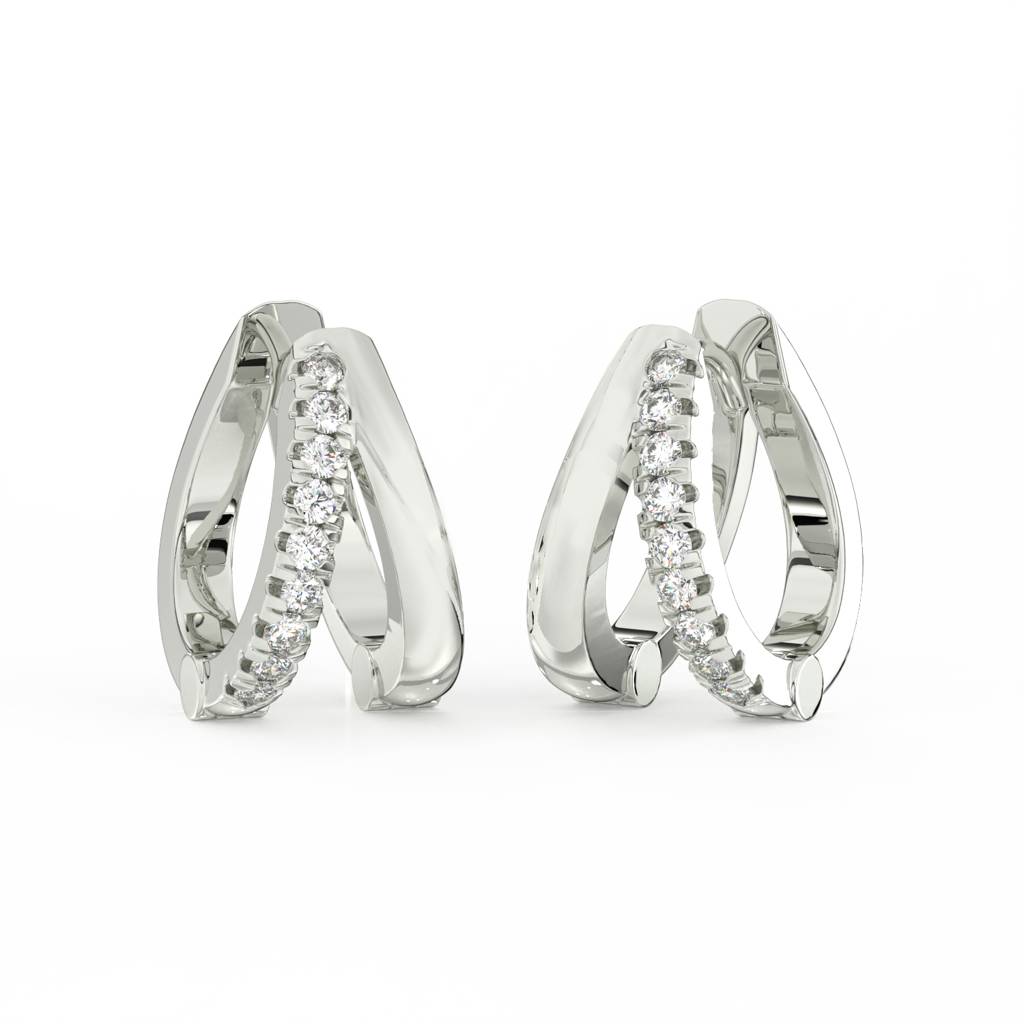 Round Cut Moissanite Hoop Earrings 14K Gold Plated : FJ_078