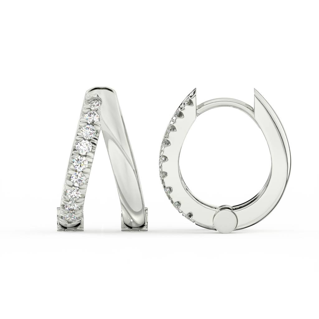 Round Cut Moissanite Hoop Earrings 14K Gold Plated : FJ_078