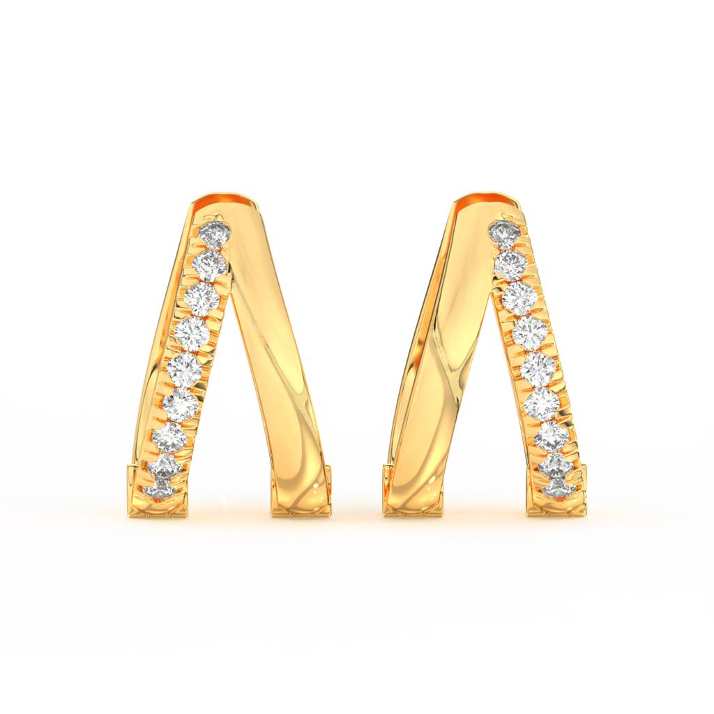 Round Cut Moissanite Hoop Earrings 14K Gold Plated : FJ_078
