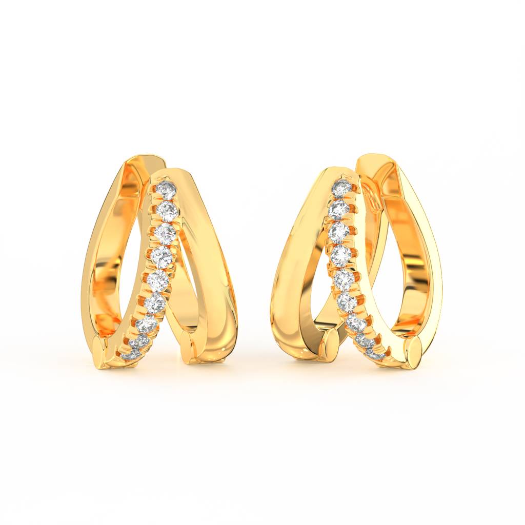 Round Cut Moissanite Hoop Earrings 14K Gold Plated : FJ_078