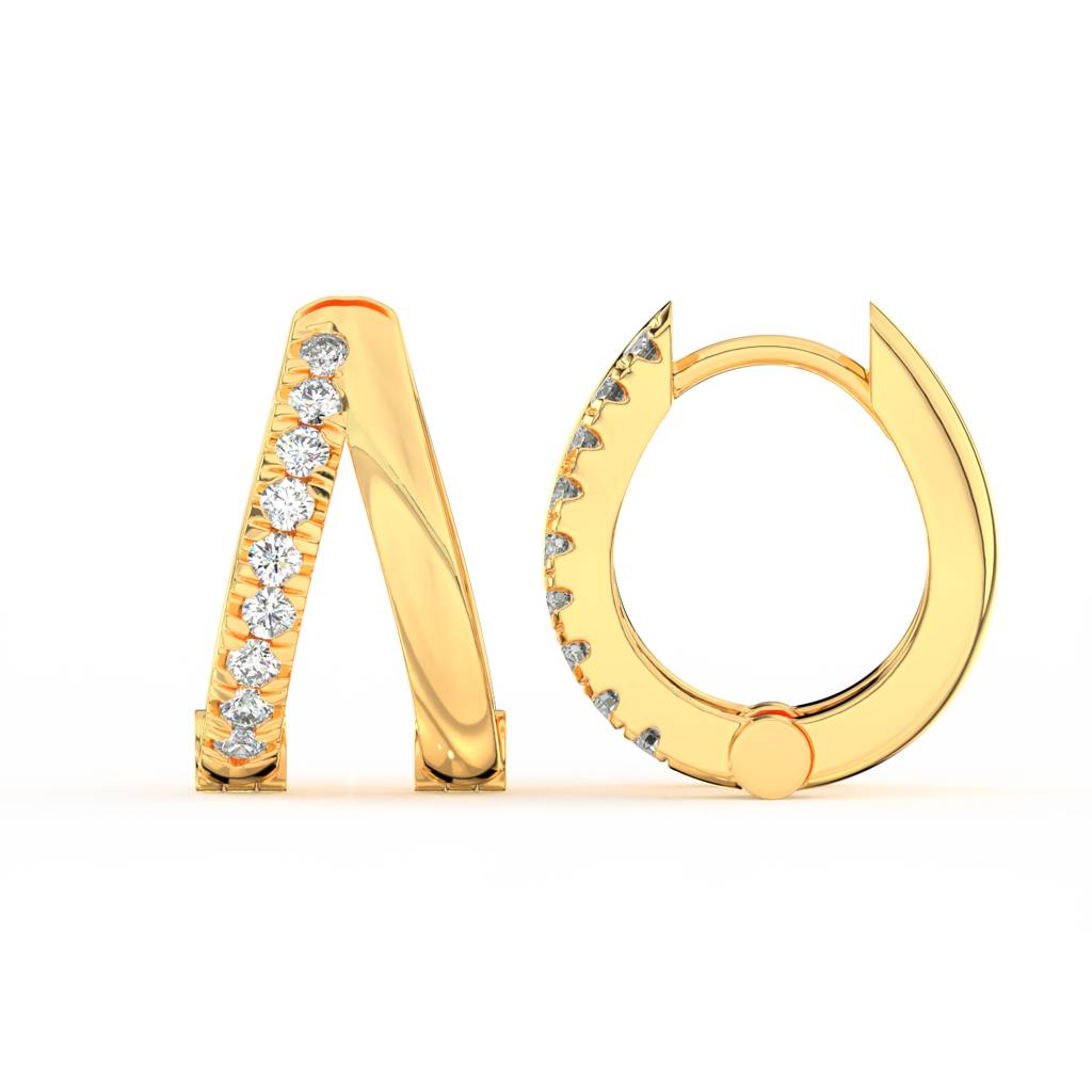 Round Cut Moissanite Hoop Earrings 14K Gold Plated : FJ_078