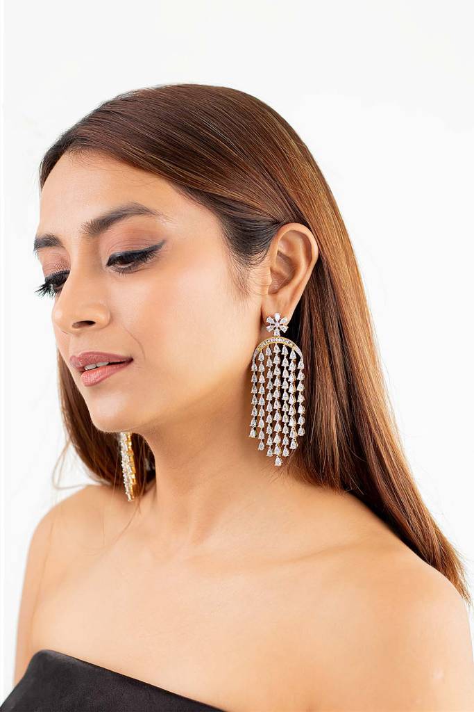 Aanya Crystal Waterfall Diamantã© Earrings : 202510601