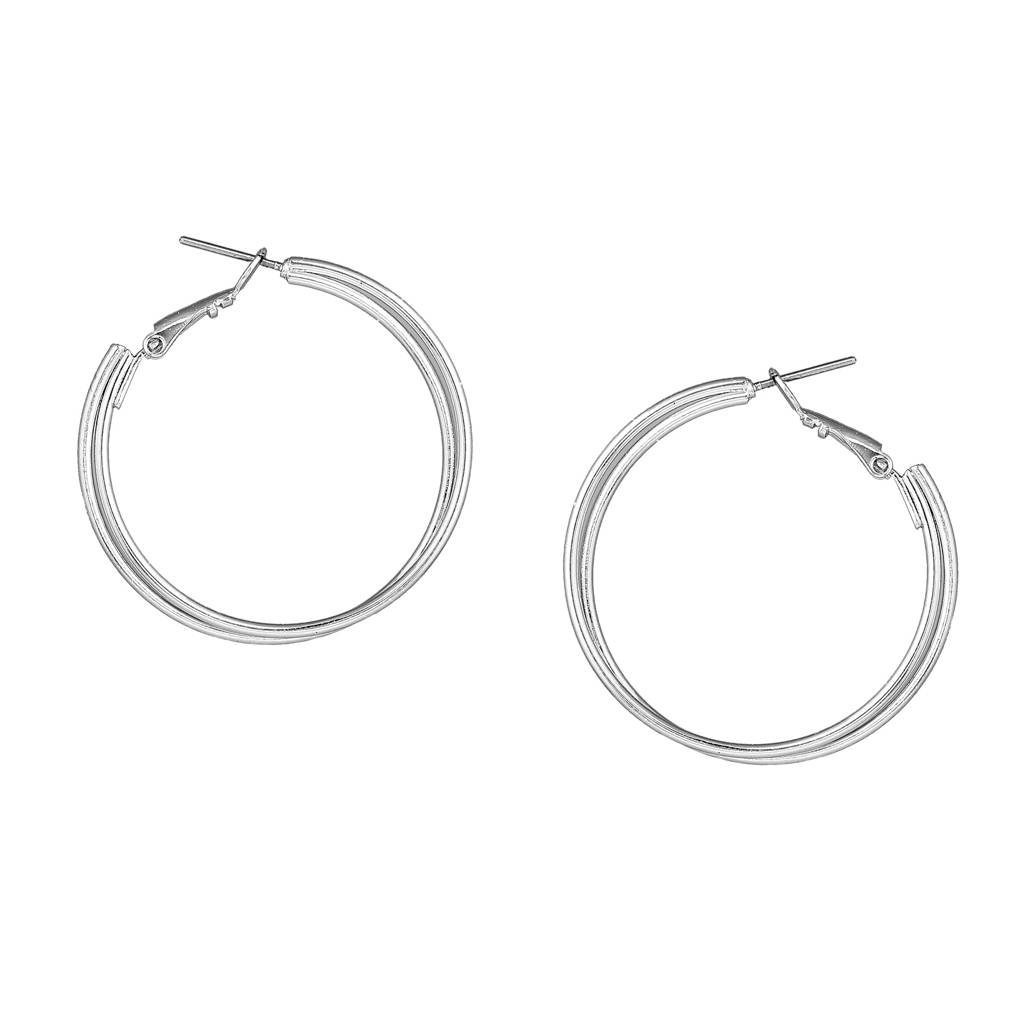 Estele Fashion Earrings For Women And Girls \ Latest Stylish Dual Circular/Double Circular Metallic Hoop Earring : 800713-IRER