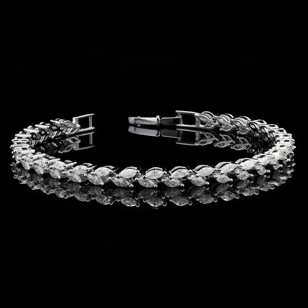 Pure 925 Silver Marquise Cut Moissanite Bracelet For Women : SYM-0614