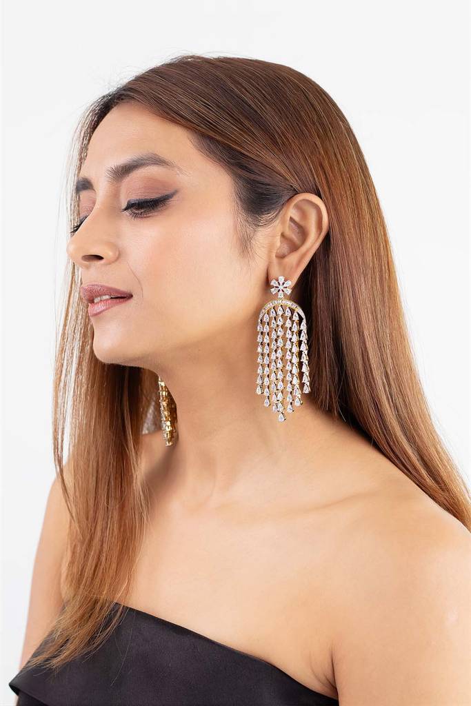 Aanya Crystal Waterfall Diamantã© Earrings : 202510601