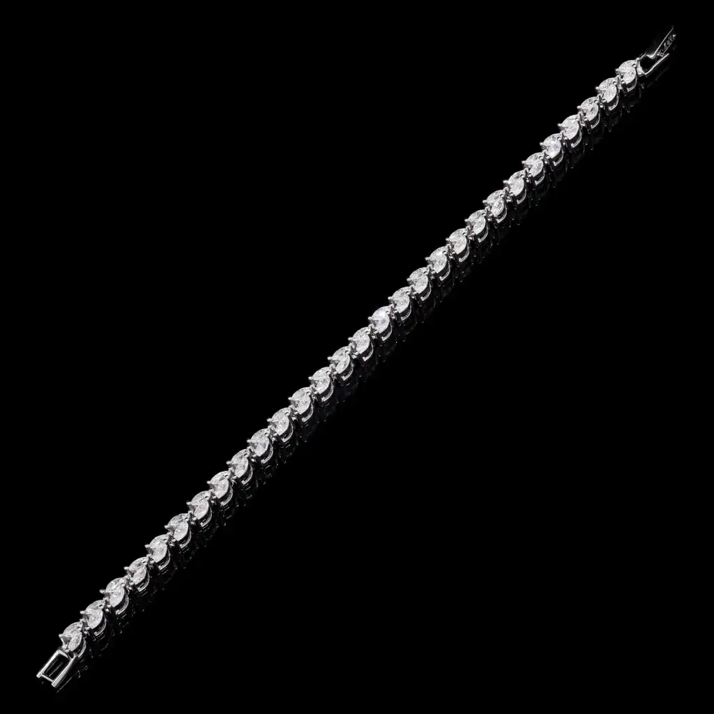 Pure 925 Silver Marquise Cut Moissanite Bracelet For Women : SYM-0614
