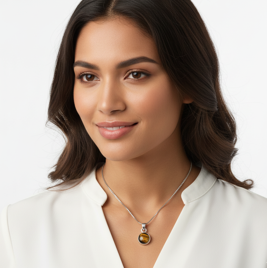 Pure 925 Silver Tiger Eye Pendant For Men & Women : SP-08