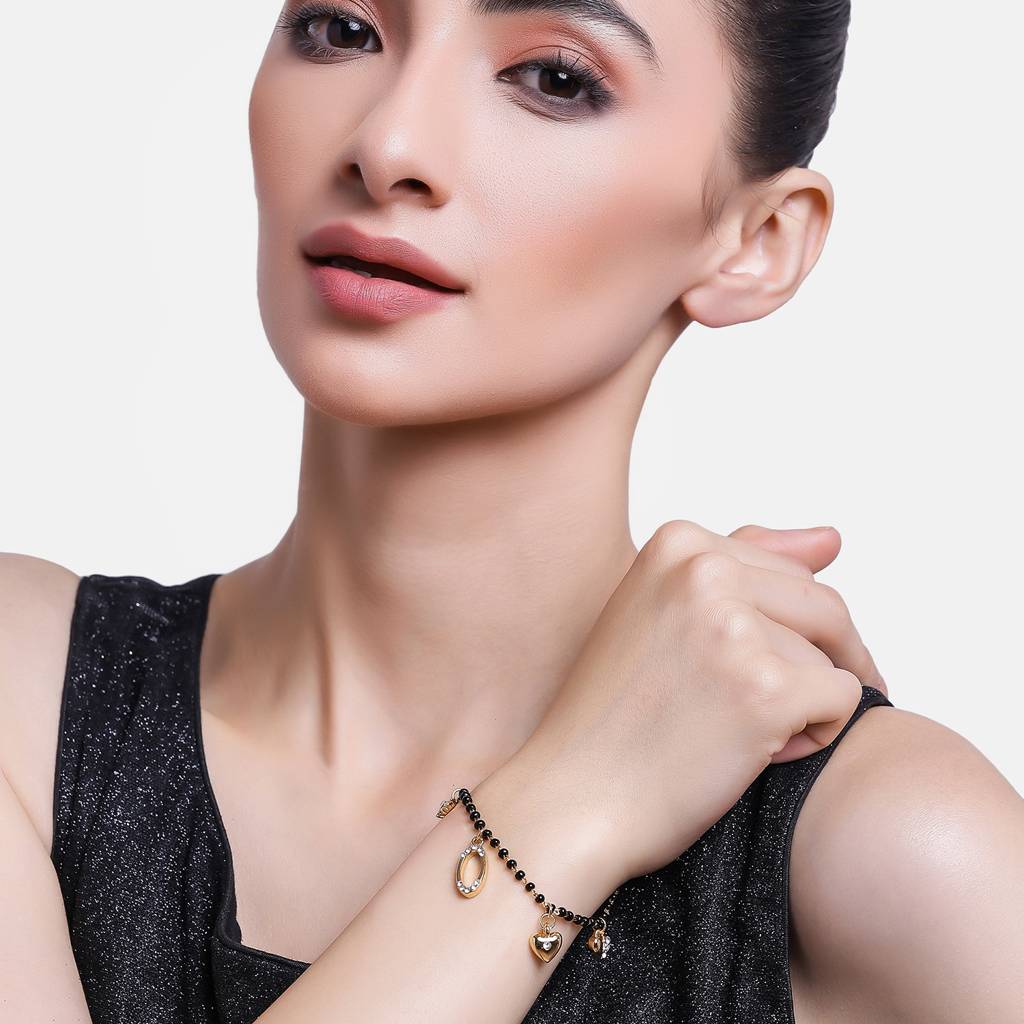 Estele Gold Plated Fashionable Mangalsutra Bracelet For Women : 101940BR