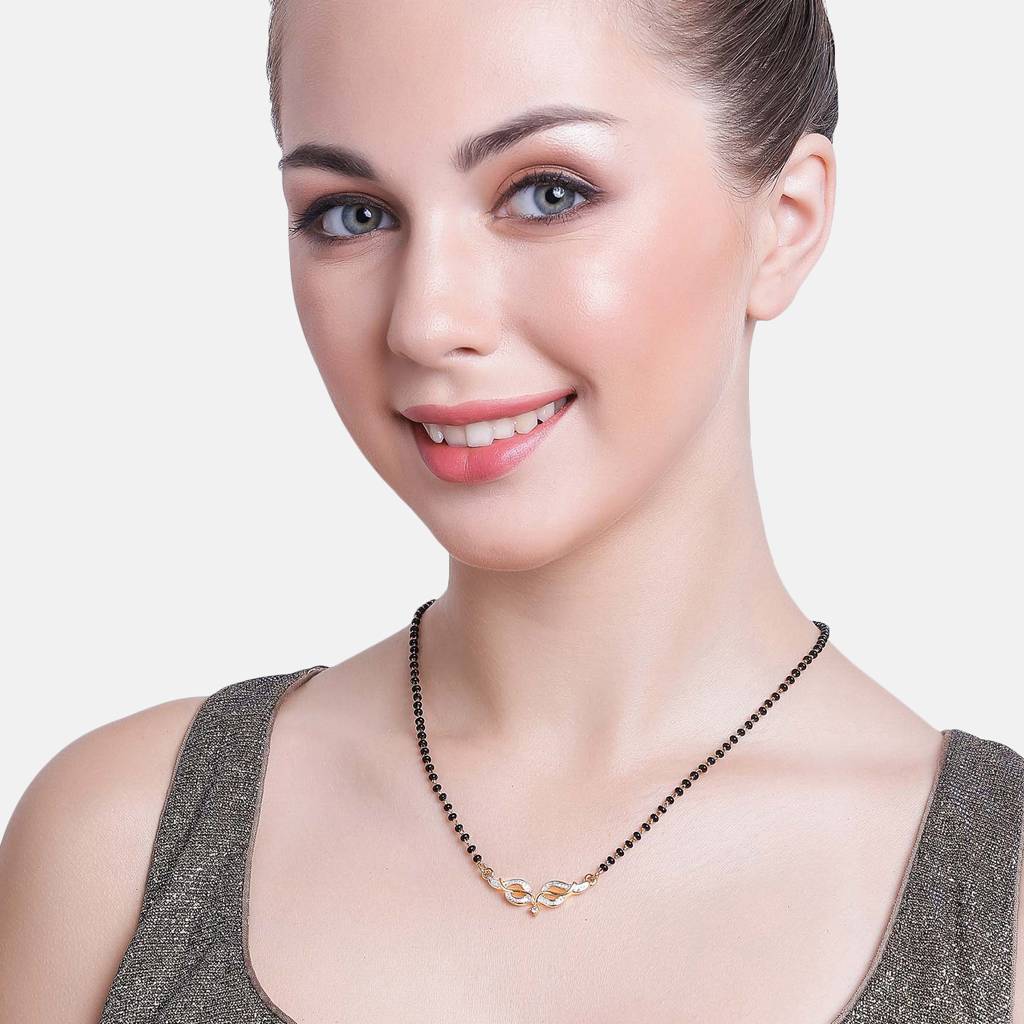 Estele Gold & Rhodium Plated Leaf Designer Mangalsutra Necklace For Women : EMS15010087NK