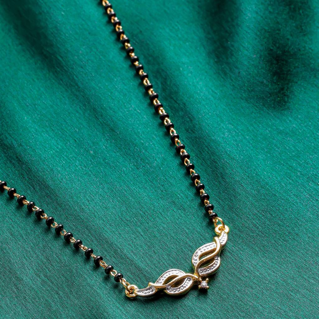 Estele Gold & Rhodium Plated Leaf Designer Mangalsutra Necklace For Women : EMS15010087NK