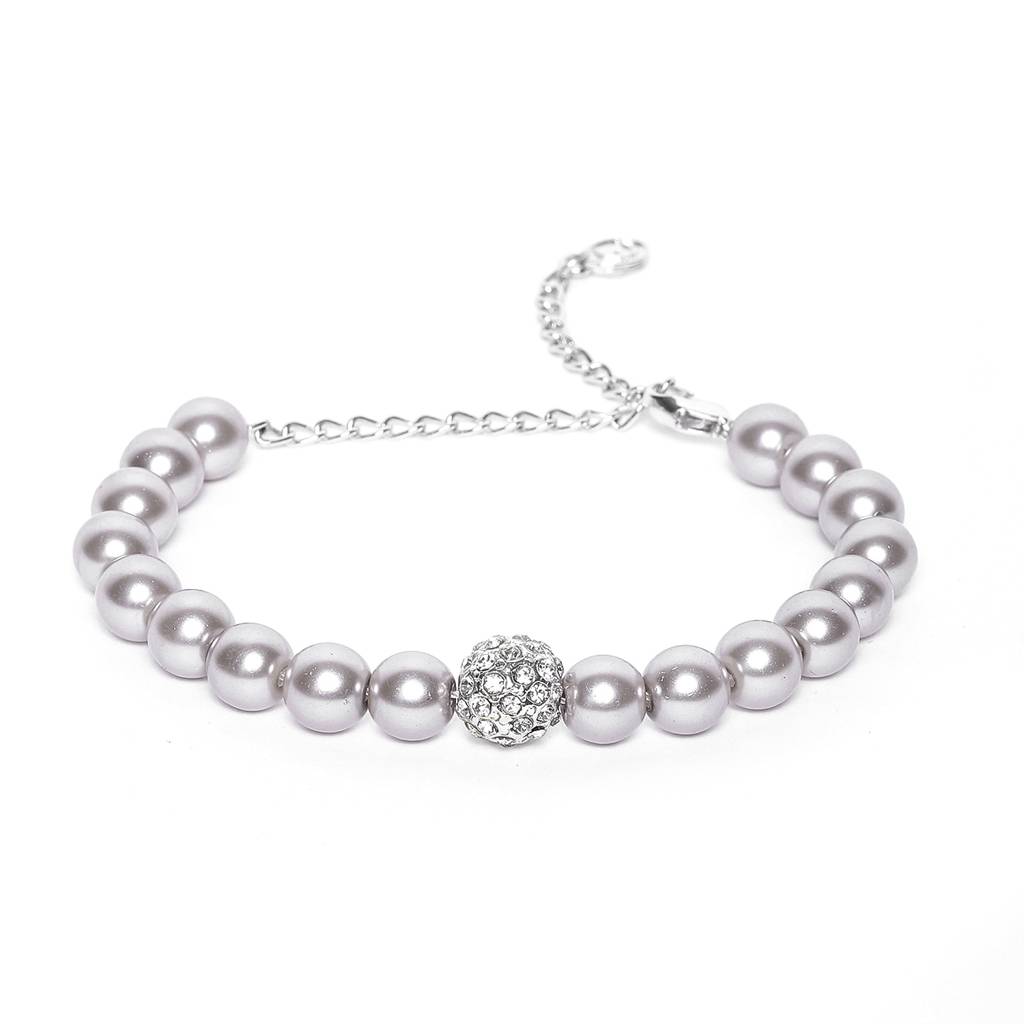 Estele Rhodium Plated Opulent Pearl Bracelet For Women : 102041-IGBR