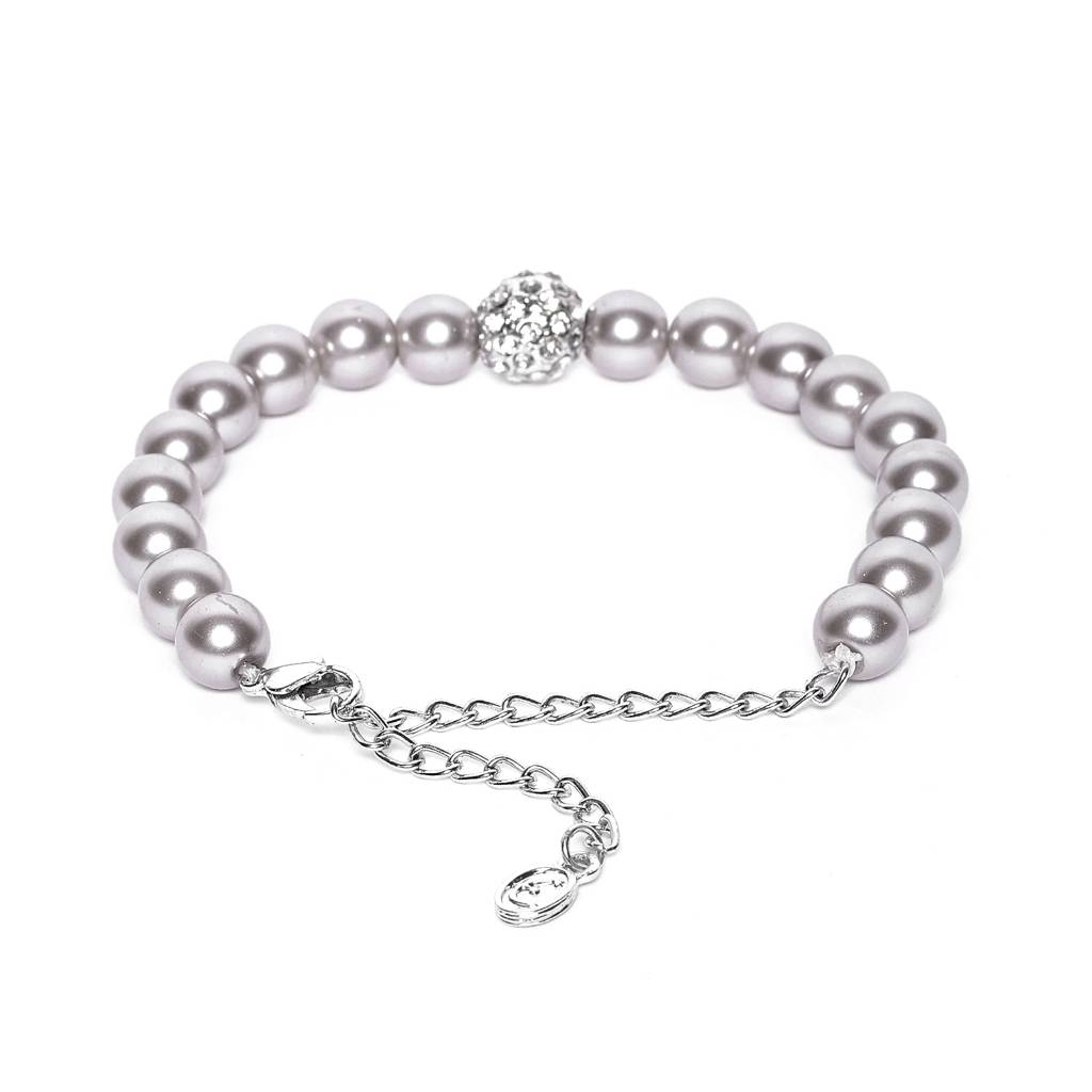 Estele Rhodium Plated Opulent Pearl Bracelet For Women : 102041-IGBR