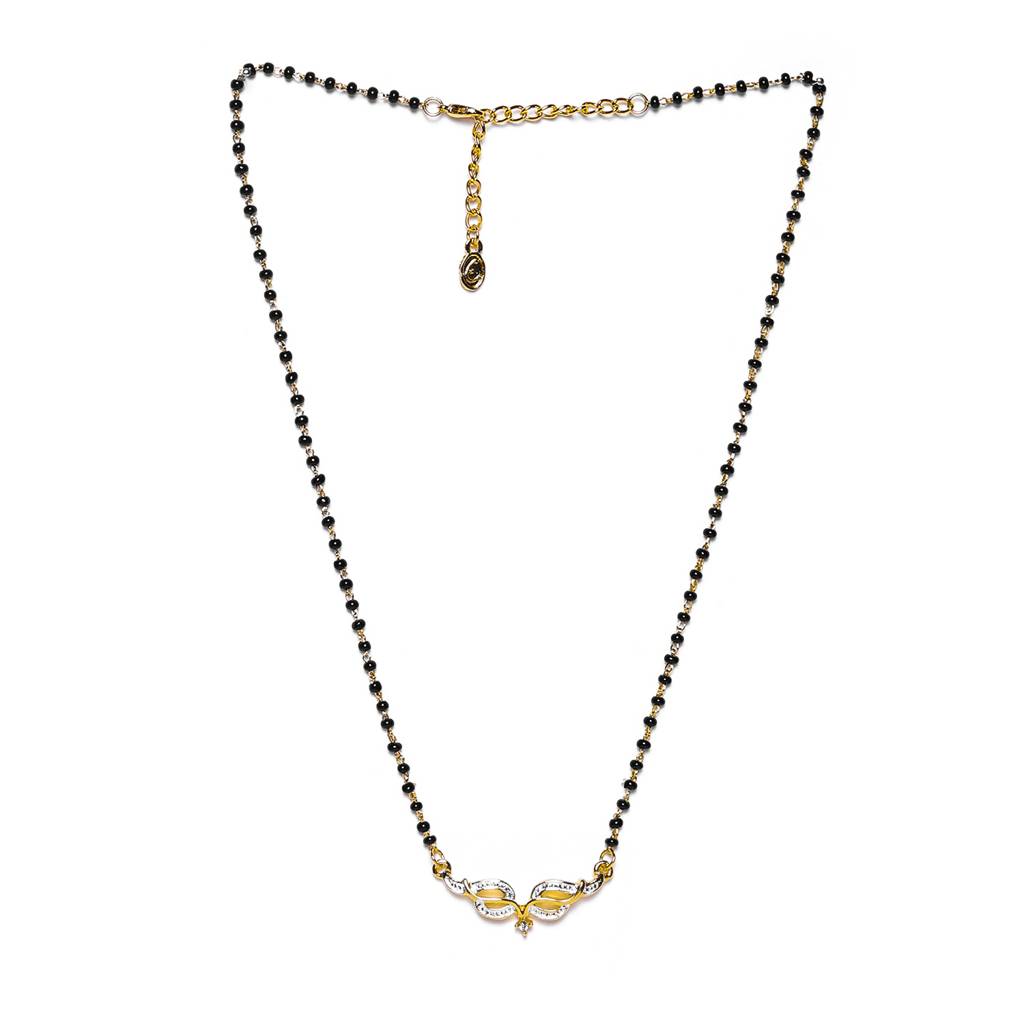 Estele Gold & Rhodium Plated Leaf Designer Mangalsutra Necklace For Women : EMS15010087NK