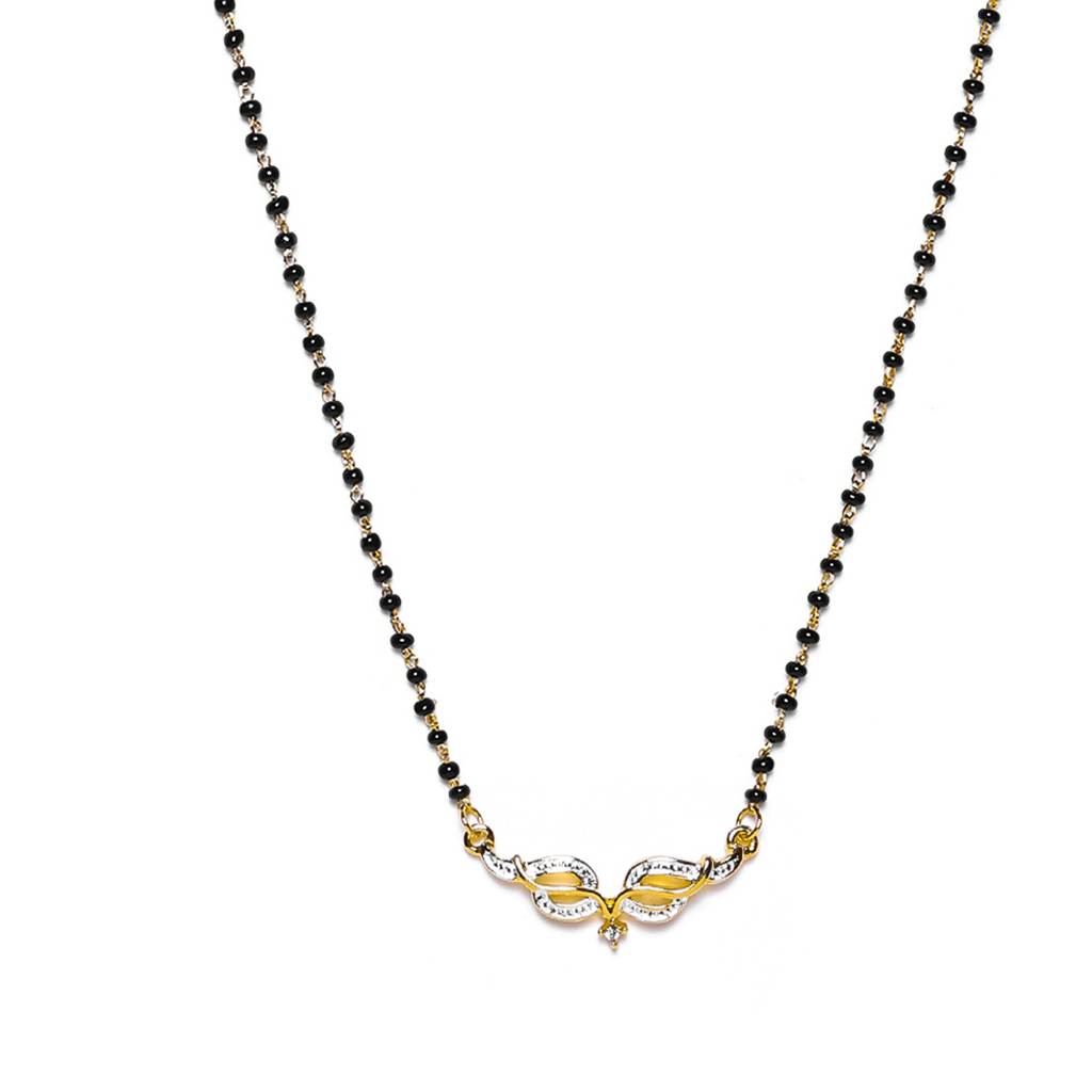 Estele Gold & Rhodium Plated Leaf Designer Mangalsutra Necklace For Women : EMS15010087NK