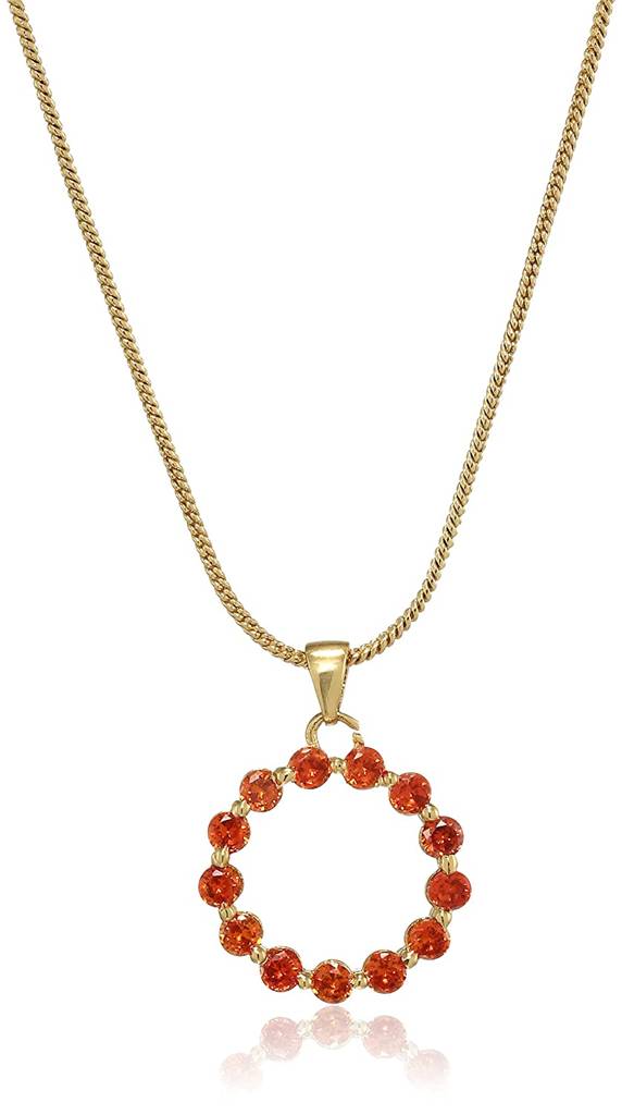 Estele Gold Plated Cz Trendy Crircular Shaped Pendant With Orange Crystals For Women : AD-038BG-ORPENDANT