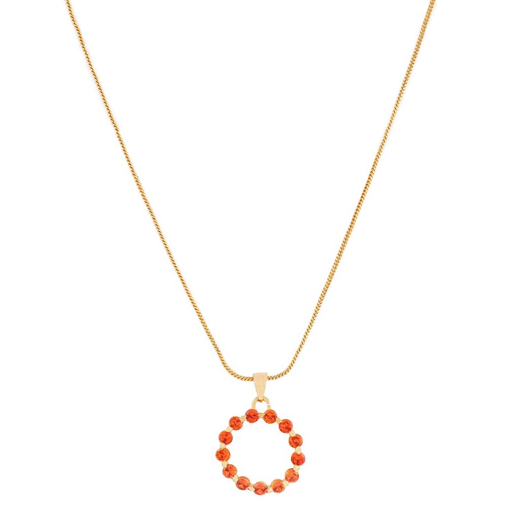 Estele Gold Plated Cz Trendy Crircular Shaped Pendant With Orange Crystals For Women : AD-038BG-ORPENDANT