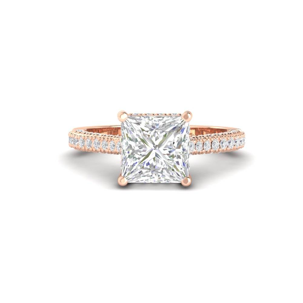 2.50 Ct Princess Cut Moissanite Women Solitaire Ring 14K Gold Plated : FJ_006