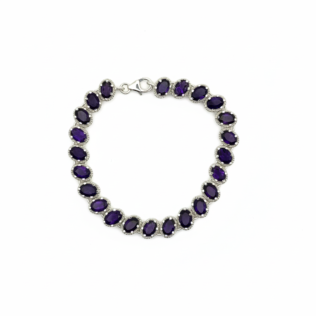 Pure 925 Silver Amethyst Bracelet For Women : SB-01